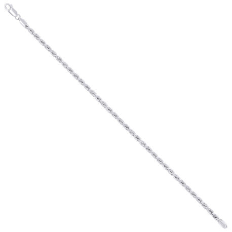 925 Sterling Silver Hollow Rope Chain Rhodium 060 3mm