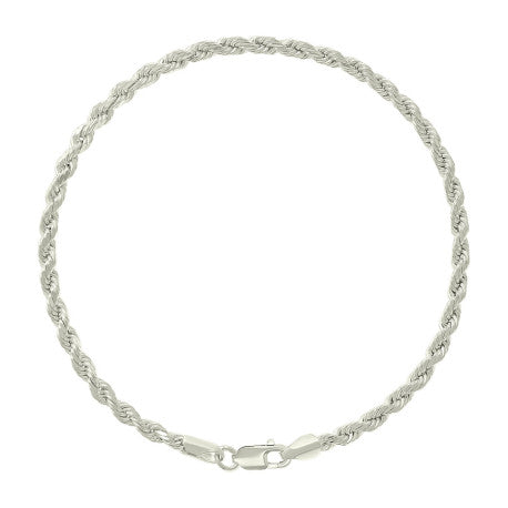 925 Sterling Silver Hollow Rope Chain Silver 060 3mm