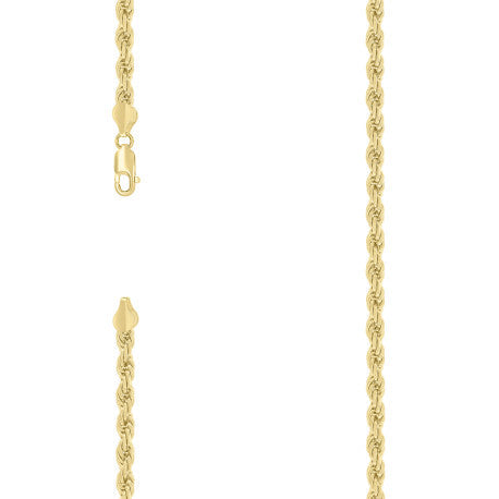 925 Sterling Silver Hollow Rope Chain Yellow 095 4.8mm