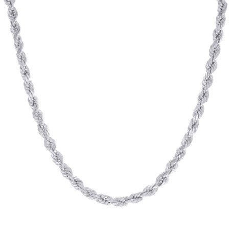 925 Sterling Silver Hollow Rope Chain Rhodium 095 4.8mm