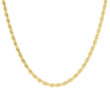 925 Sterling Silver Hollow Rope Chain Yellow 095 4.8mm