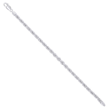 925 Sterling Silver Hollow Rope Chain Rhodium 095 4.8mm