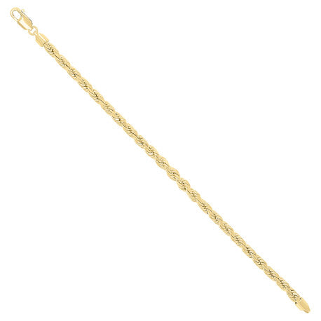 925 Sterling Silver Hollow Rope Chain Yellow 095 4.8mm