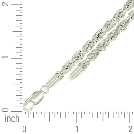 925 Sterling Silver Hollow Rope Chain Silver 095 4.8mm