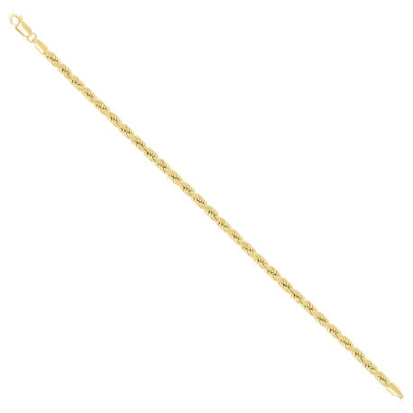 925 Sterling Silver Hollow Rope Chain Yellow 080 4mm