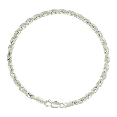 925 Sterling Silver Hollow Rope Chain Silver 080 4mm