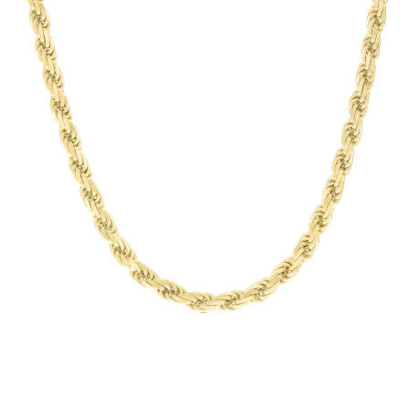 925 Sterling Silver Hollow Rope Chain Yellow 120 5.3mm
