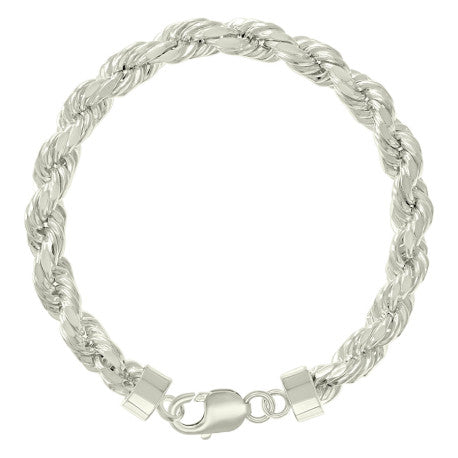 925 Sterling Silver Hollow Rope Chain Silver 150 7.5mm