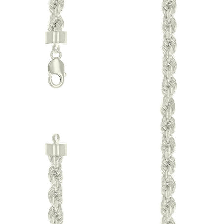 925 Sterling Silver Hollow Rope Chain Silver 150 7.5mm