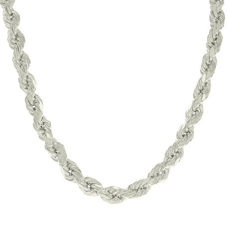 925 Sterling Silver Hollow Rope Chain Silver 150 7.5mm