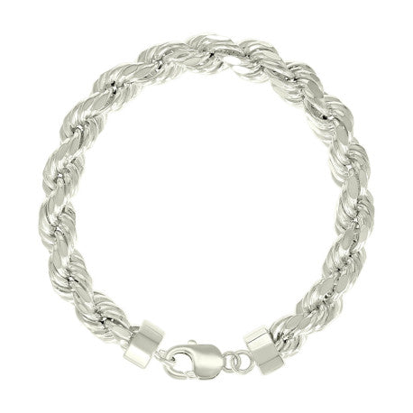 925 Sterling Silver Hollow Rope Chain Silver 170 8.2mm