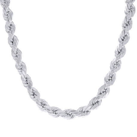 925 Sterling Silver Hollow Rope Chain Rhodium 170 8.2mm