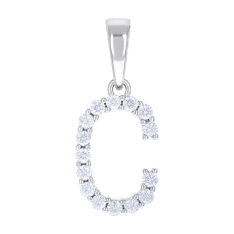 925 Silver Initial Letter "C" Pendant Moissanite C