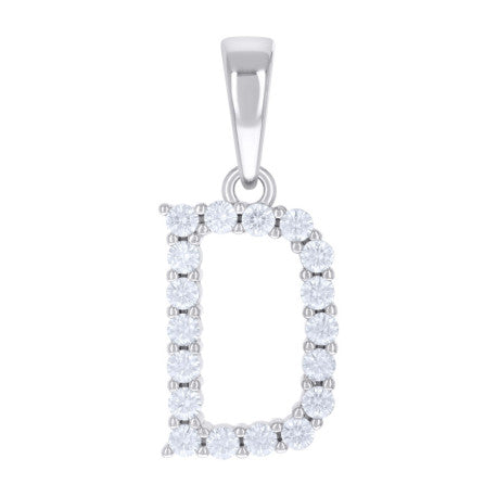 925 Silver Initial Letter "D" Pendant Moissanite C