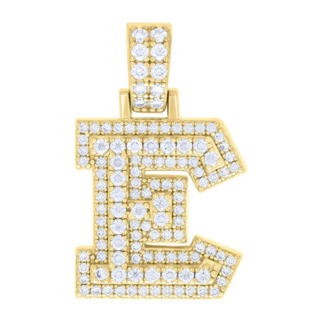 925 Silver Initial Letter "E" Pendant Moissanite C
