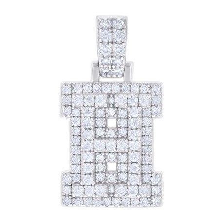 925 Silver Initial Letter "H" Pendant Moissanite C