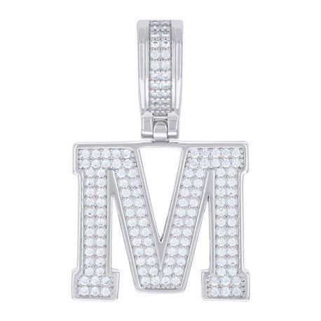 925 Silver Initial Letter "M" Pendant Moissanite C