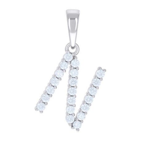 925 Silver Initial Letter "N" Pendant Moissanite C