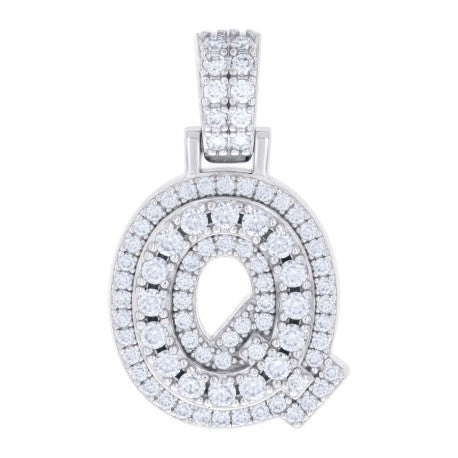 925 Silver Initial Letter "Q" Pendant Moissanite C