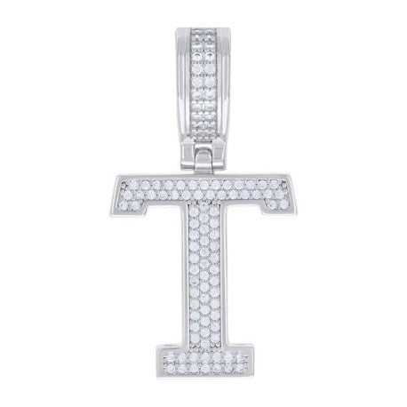 925 Silver Initial Letter "T" Pendant Moissanite C