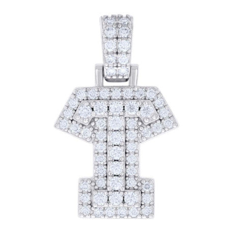 925 Silver Initial Letter "T" Pendant Moissanite C