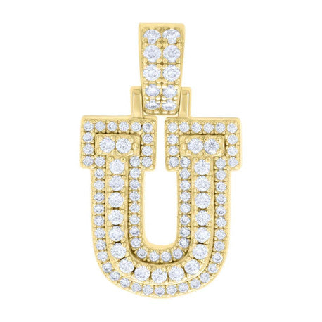 925 Silver Initial Letter "U" Pendant Moissanite C