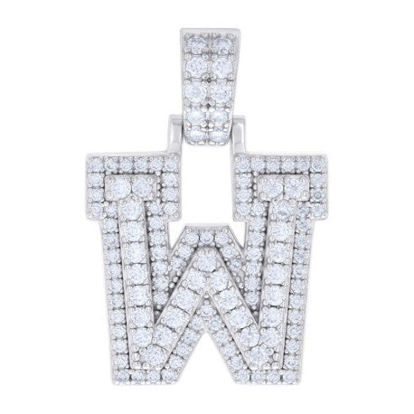 925 Silver Initial Letter "W" Pendant Moissanite C