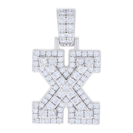 925 Silver Initial Letter "X" Pendant Moissanite C