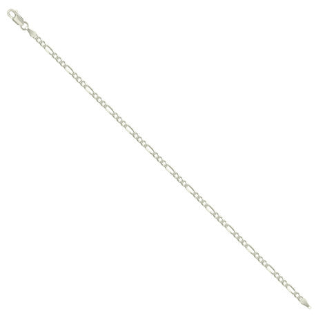 925 Sterling Silver Pave Super Flat Figaro Chain Silver 080 2.6mm