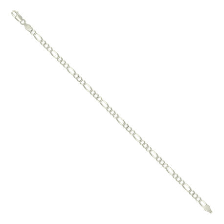 925 Sterling Silver Pave Super Flat Figaro Chain Silver 100 3.6mm