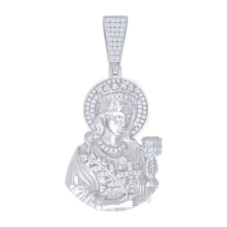 925 Silver Pendant Moissanite 0.69Ctw, Baguette 0.