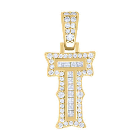 925 Silver Pendant "T" Moissanite 0.44Ct, Baguette
