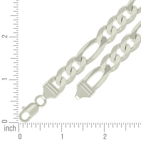925 Sterling Silver Solid Classic Figaro Silver Plated 300 11.0mm