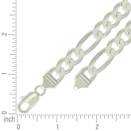 925 Sterling Silver Solid Classic Figaro Silver Plated 350 13.0mm