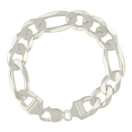 925 Sterling Silver Solid Classic Figaro Silver Plated 350 13.0mm