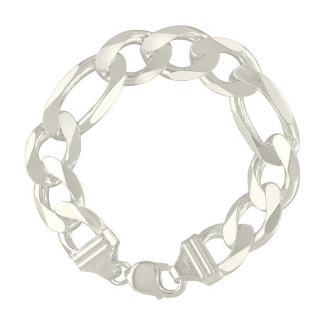 925 Sterling Silver Solid Classic Figaro Silver Plated 400 14.0mm