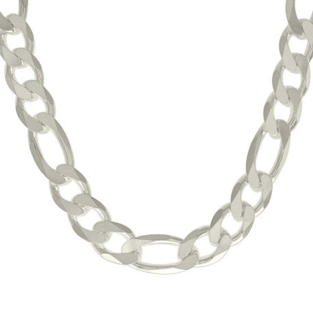 925 Sterling Silver Solid Classic Figaro Silver Plated 400 14.0mm