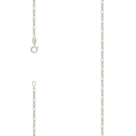 925 Sterling Silver Solid Classic Figaro Silver Plated 060 2.0mm