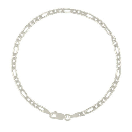 925 Sterling Silver Solid Classic Figaro Silver Plated 080 3.0mm