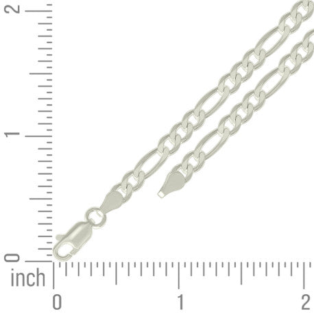 925 Sterling Silver Solid Classic Figaro Silver Plated 120 5.0mm