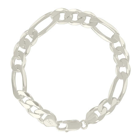 925 Sterling Silver Solid Classic Figaro Silver Plated 250 9.5mm