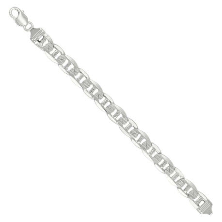 925 Sterling Silver Solid Pave Classic Mariner Silver Chain 300 11mm