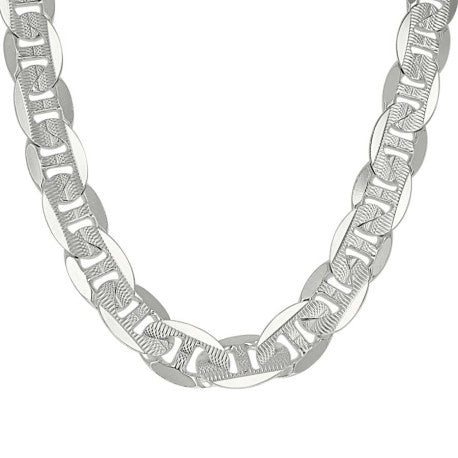 925 Sterling Silver Solid Pave Classic Mariner Silver Chain 300 11mm