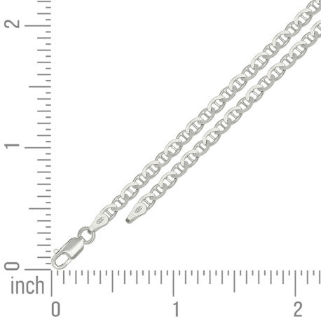 925 Sterling Silver Solid Classic Mariner Silver Chain 080 3mm