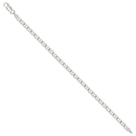 925 Sterling Silver Solid Pave Classic Mariner Silver Chain 080 3mm