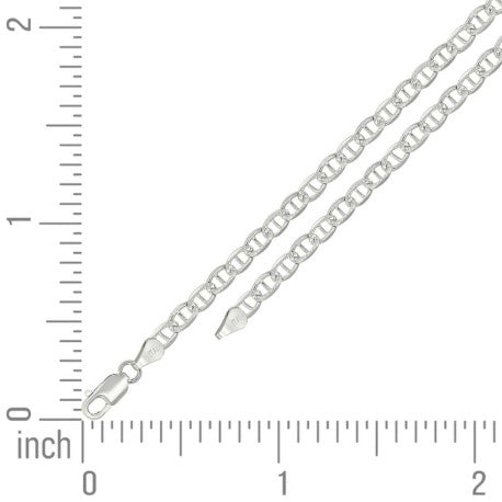925 Sterling Silver Solid Pave Classic Mariner Silver Chain 080 3mm