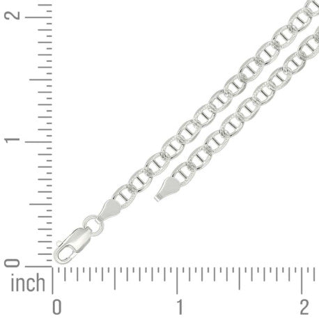925 Sterling Silver Solid Pave Classic Mariner Silver Chain 100 4mm