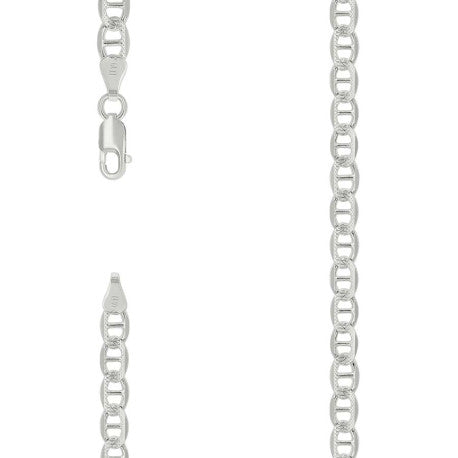 925 Sterling Silver Solid Pave Classic Mariner Silver Chain 120 5mm