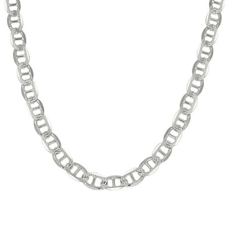 925 Sterling Silver Solid Pave Classic Mariner Silver Chain 120 5mm
