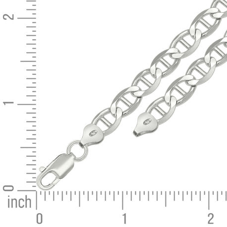 925 Sterling Silver Solid Classic Mariner Silver Chain 180 7mm